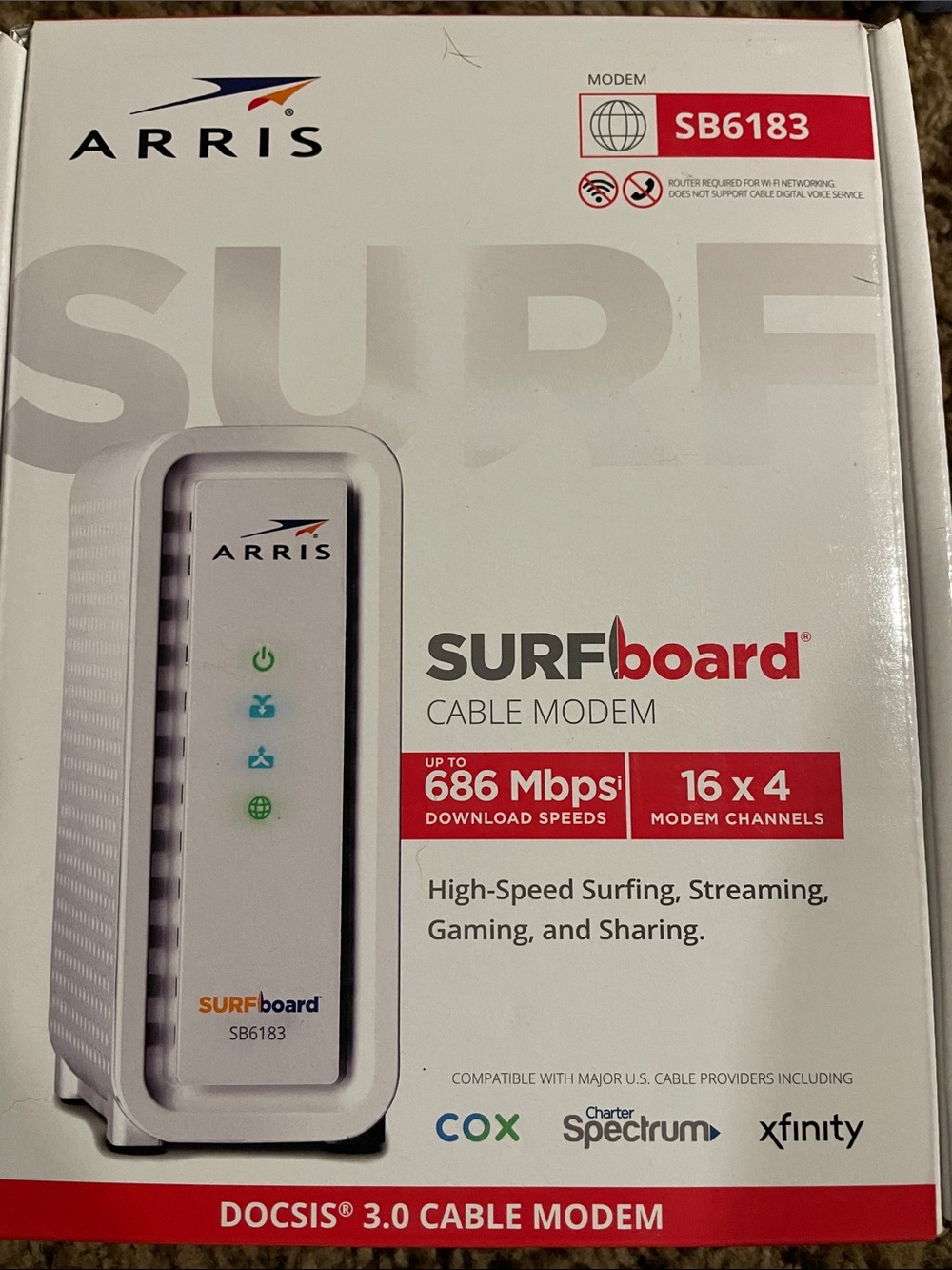 SURFboard SB6183 White Cable Modem - DOCSIS 3.0